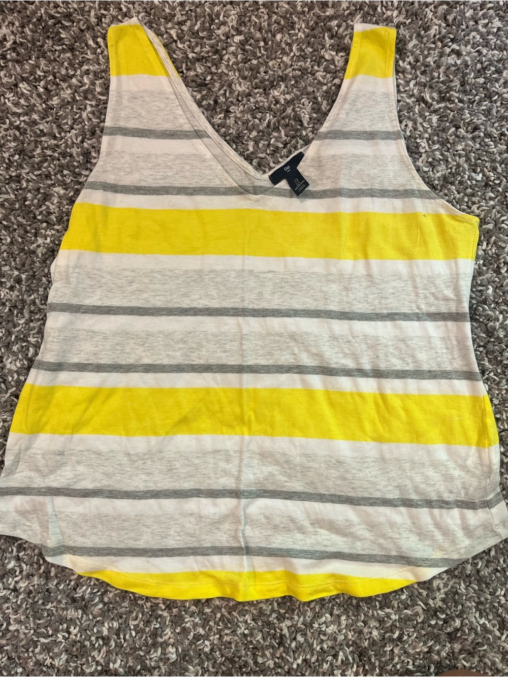 GAP Yellow and Gray Striped V-Neck Tank